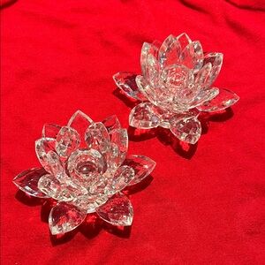 Shannon by Goldinger Crystal Lotus Candle Holders